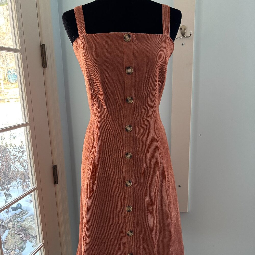 Davi & Dani midi corduroy dress in dk orange sz lg